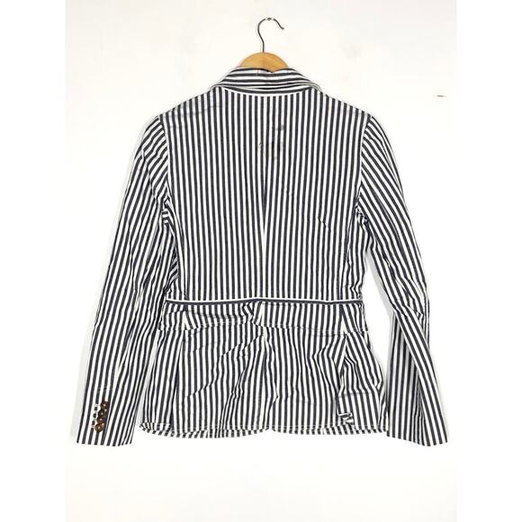 Derek Lam 10 Crosby Striped Blazer Single Breasted Cotton Jacket Blue & White 6 - Picture 5 of 12
